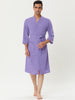 Solid Color V Neck 3/4 Sleeve Belt Waffle Bathrobe