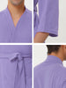 Solid Color V Neck 3/4 Sleeve Belt Waffle Bathrobe
