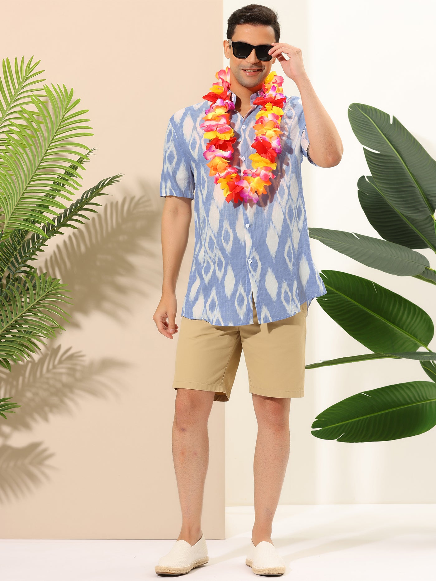 Bublédon Casual Lapel Summer Beach Hawaiian Printed Shirt