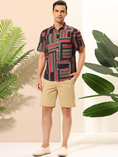 Geometric Printed Short Sleeve Hawaiian Shirts