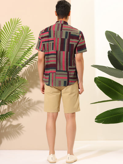 Geometric Printed Short Sleeve Hawaiian Shirts