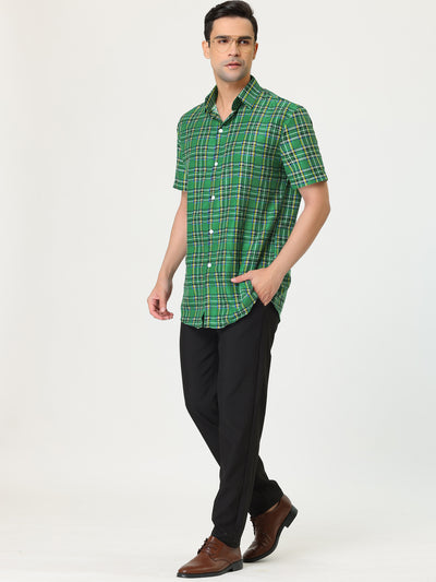 Casual Checked Lapel Short Sleeve Button Shirts