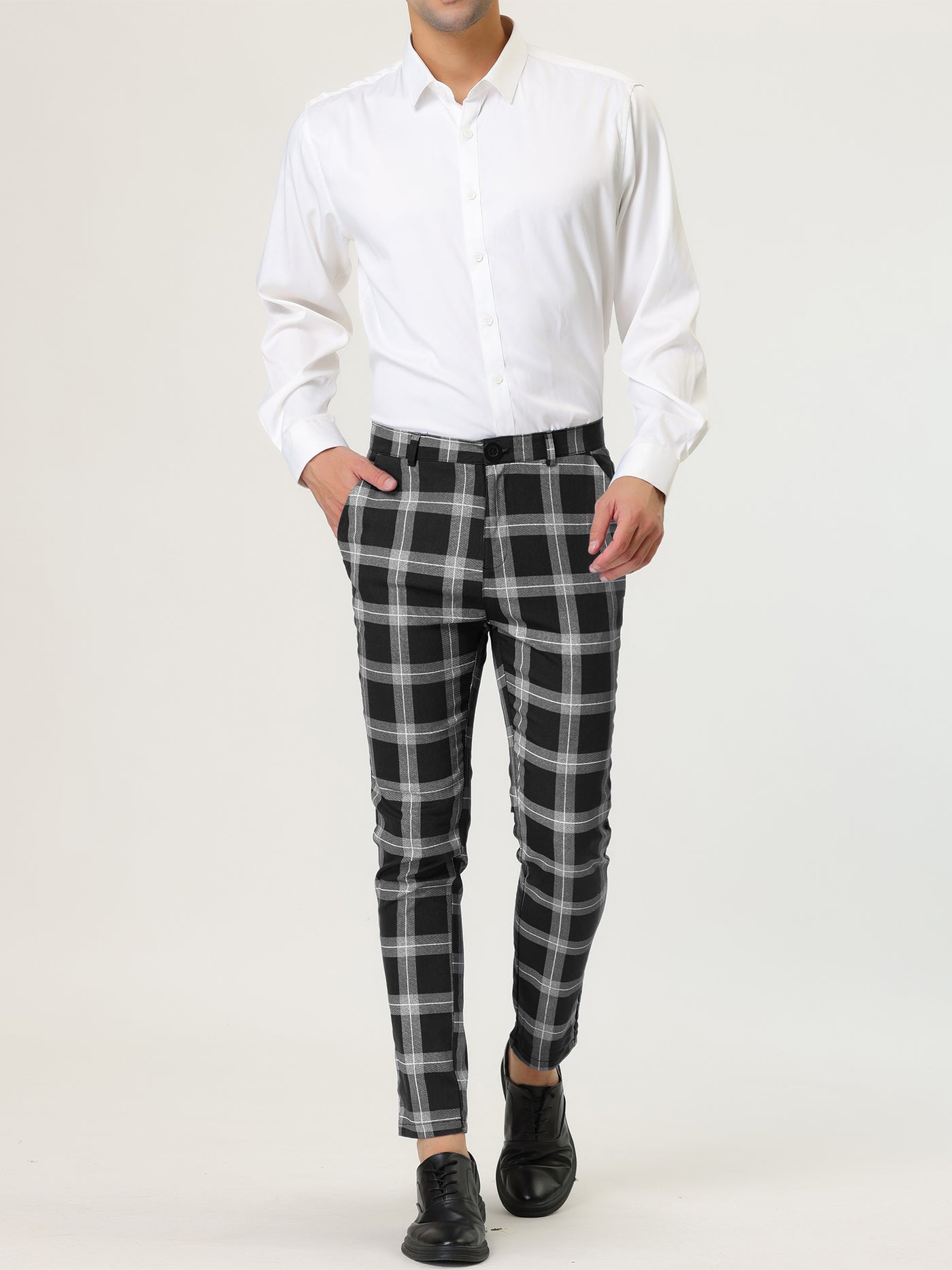 Bublédon Classic Plaid Dress Pants Chino Business Trousers
