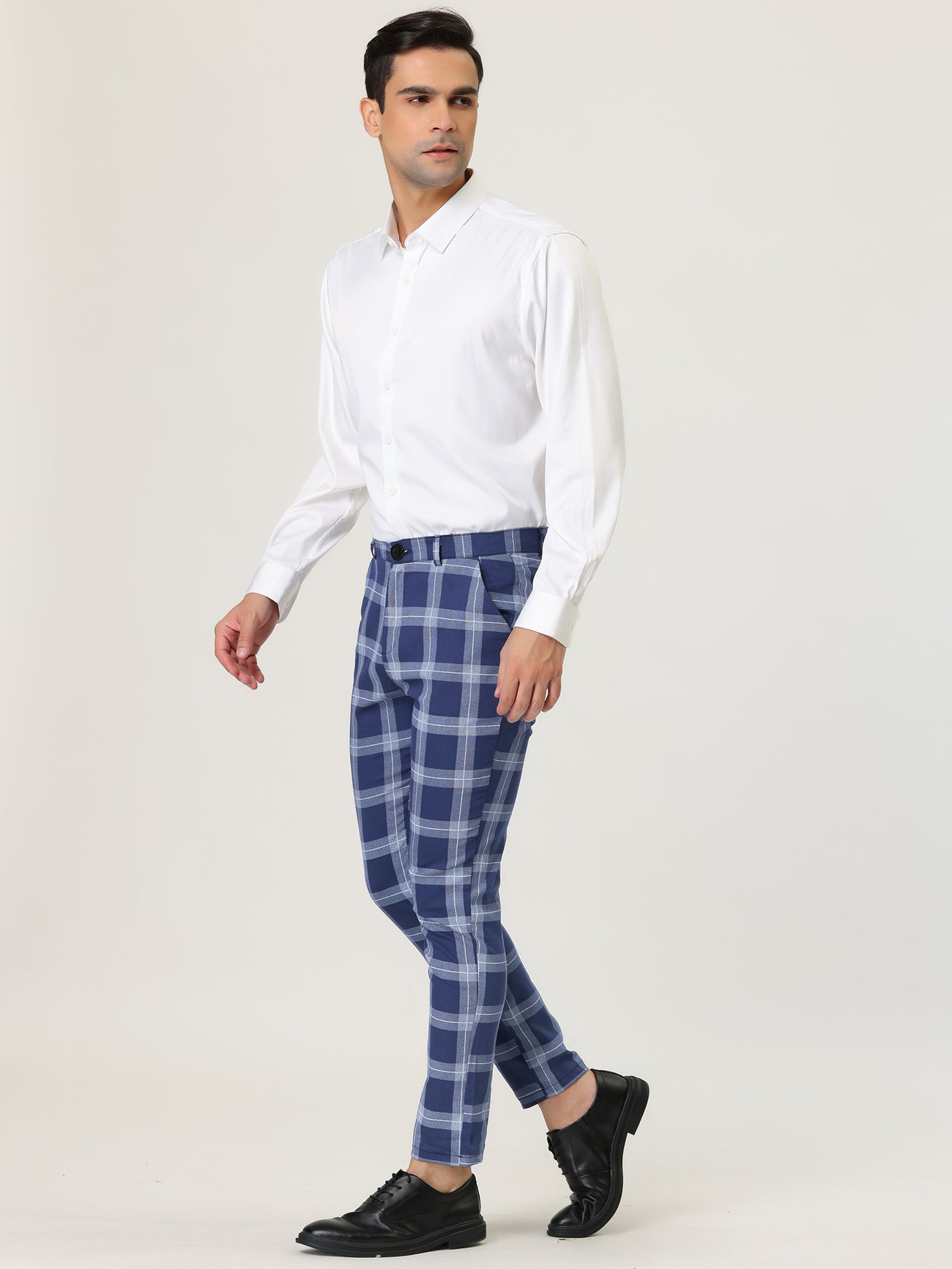 Bublédon Classic Plaid Dress Pants Chino Business Trousers