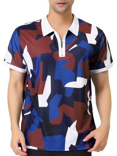 Trendy Zip Up Lapel Short Sleeve Golf Polo T-shirts