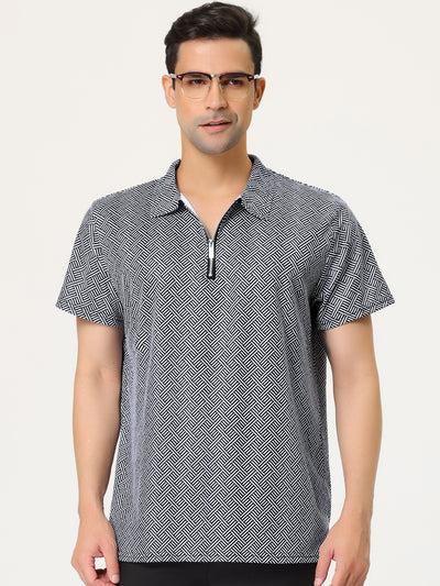 Trendy Zip Up Lapel Short Sleeve Golf Polo T-shirts