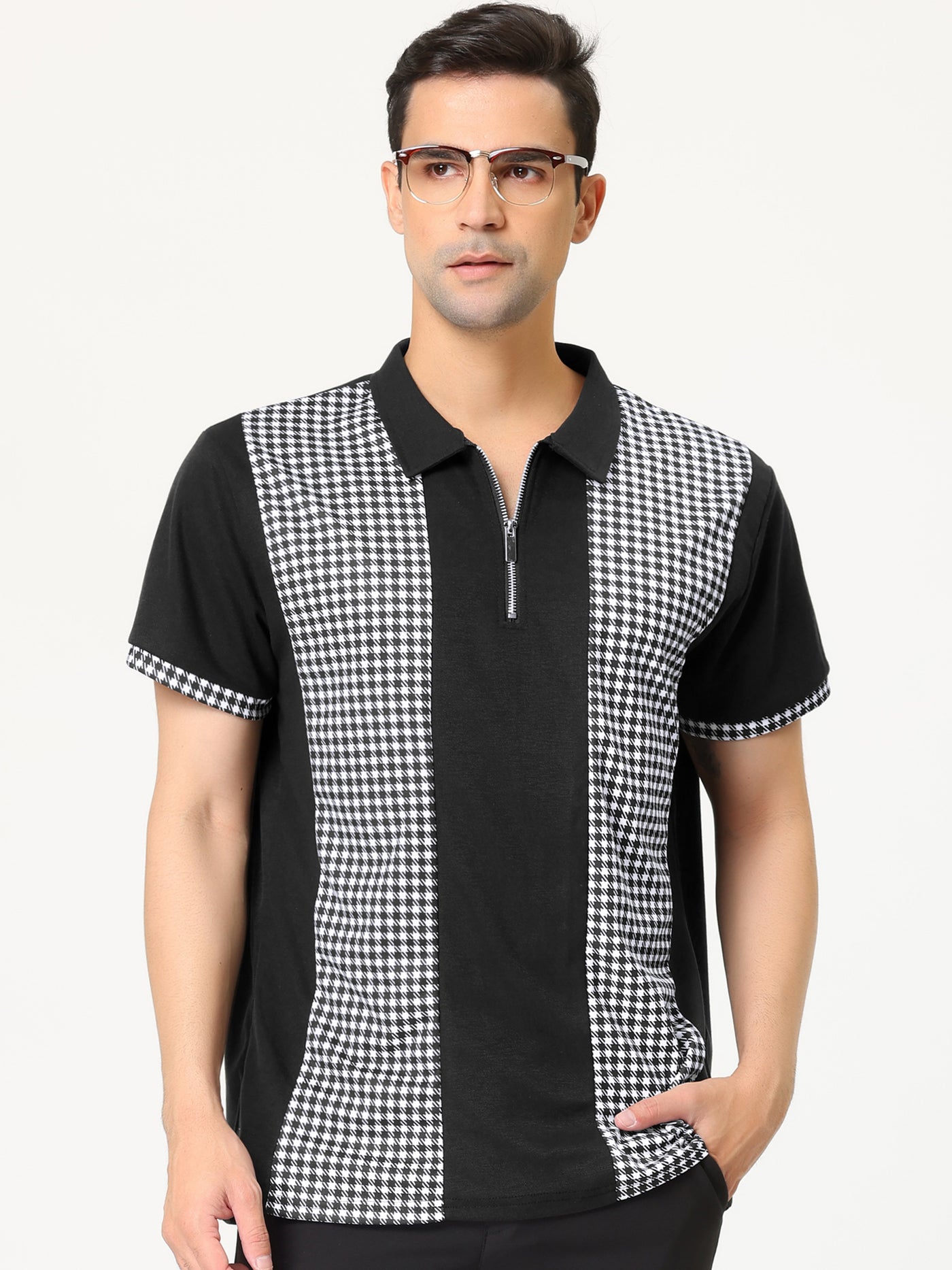 Bublédon Trendy Zip Up Lapel Short Sleeve Golf Polo T-shirts