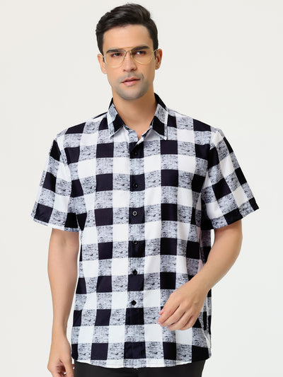 Casual Checked Lapel Short Sleeve Button Shirts