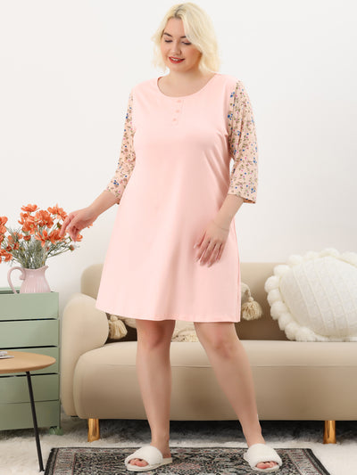 Plus Size Nightgown Floral Midi Sleepwear Nightgowns