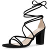 Perphy Chunky Heels Strappy Lace Up Sandals