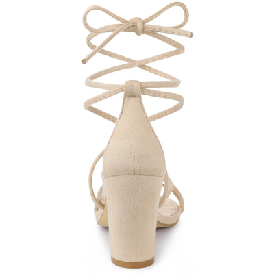 Perphy Chunky Heels Strappy Lace Up Sandals