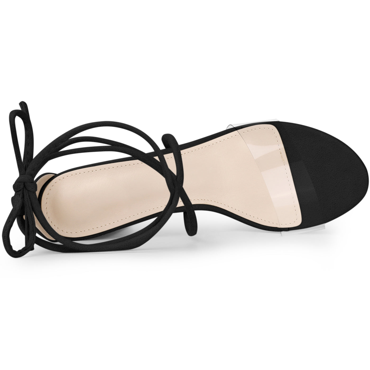 Bublédon Lace Up Clear Strap Block Heels Sandals