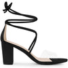 Perphy Lace Up Clear Strap Block Heels Sandals