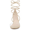 Perphy Lace Up Clear Strap Block Heels Sandals