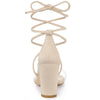 Perphy Lace Up Clear Strap Block Heels Sandals