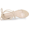 Perphy Lace Up Clear Strap Block Heels Sandals