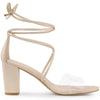 Perphy Lace Up Clear Strap Block Heels Sandals