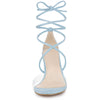 Perphy Lace Up Clear Strap Block Heels Sandals