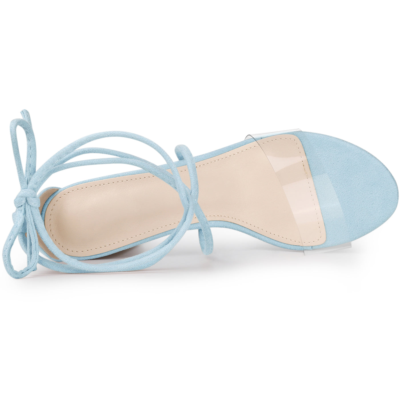 Bublédon Perphy Lace Up Clear Strap Block Heels Sandals