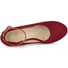 Perphy Round Toe Stiletto Heel Ankle Strap Suede Pumps