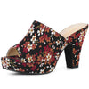 Perphy Platform Floral Chunky Heel Slides Mules