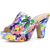 Perphy Platform Floral Chunky Heel Slides Mules