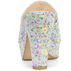 Perphy Platform Floral Chunky Heel Slides Mules