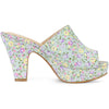 Perphy Platform Floral Chunky Heel Slides Mules