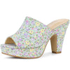 Perphy Platform Floral Chunky Heel Slides Mules