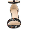 Perphy Floral Open Toe Ankle Strap Chunky Heels Sandals