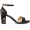 Perphy Floral Open Toe Ankle Strap Chunky Heels Sandals