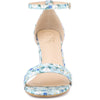 Perphy Floral Open Toe Ankle Strap Chunky Heels Sandals