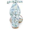 Perphy Floral Open Toe Ankle Strap Chunky Heels Sandals