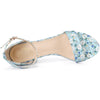Perphy Floral Open Toe Ankle Strap Chunky Heels Sandals