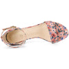 Perphy Floral Open Toe Ankle Strap Chunky Heels Sandals