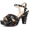 Perphy Floral Platform Heel Slingback Chunky High Heels Sandals