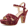 Perphy Floral Platform Heel Slingback Chunky High Heels Sandals