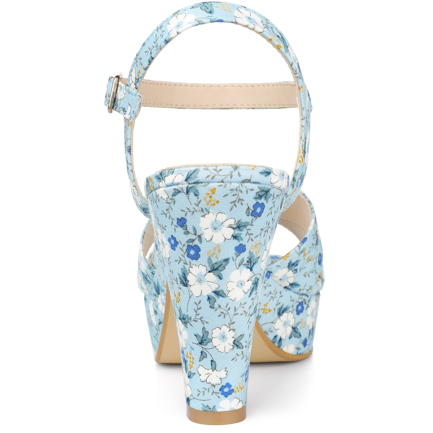 Bublédon Perphy Floral Platform Heel Slingback Chunky High Heels Sandals