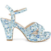 Perphy Floral Platform Heel Slingback Chunky High Heels Sandals