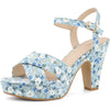 Perphy Floral Platform Heel Slingback Chunky High Heels Sandals