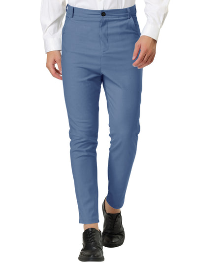Men's Skinny Trousers Solid Color Flat Front Pencil Dress Pants