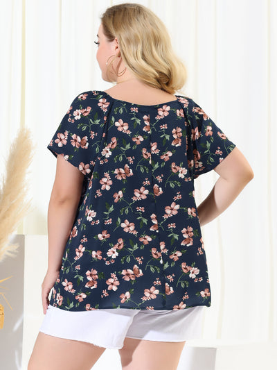Polyester A Line Sweetheart Neck Short Sleeve Blouse