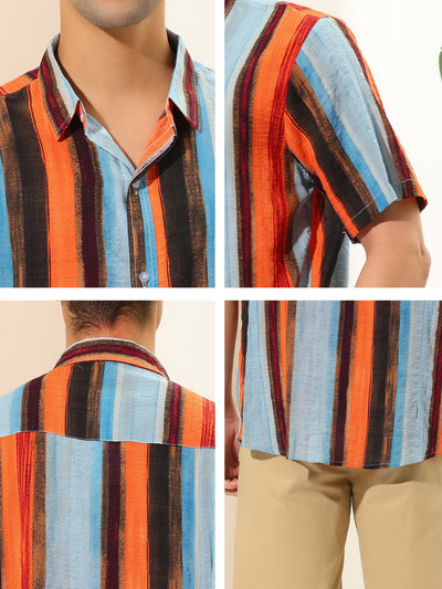 Summer Striped Print Short Sleeve Hawaiian Shirt