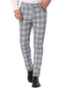 Casual Flat Front Skinny Check Dress Plaid Pants