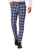 Casual Flat Front Skinny Check Dress Plaid Pants