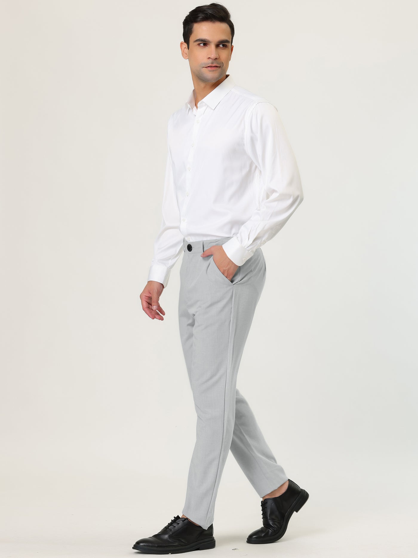 Bublédon Business Chino Solid Color Flat Front Dress Pants