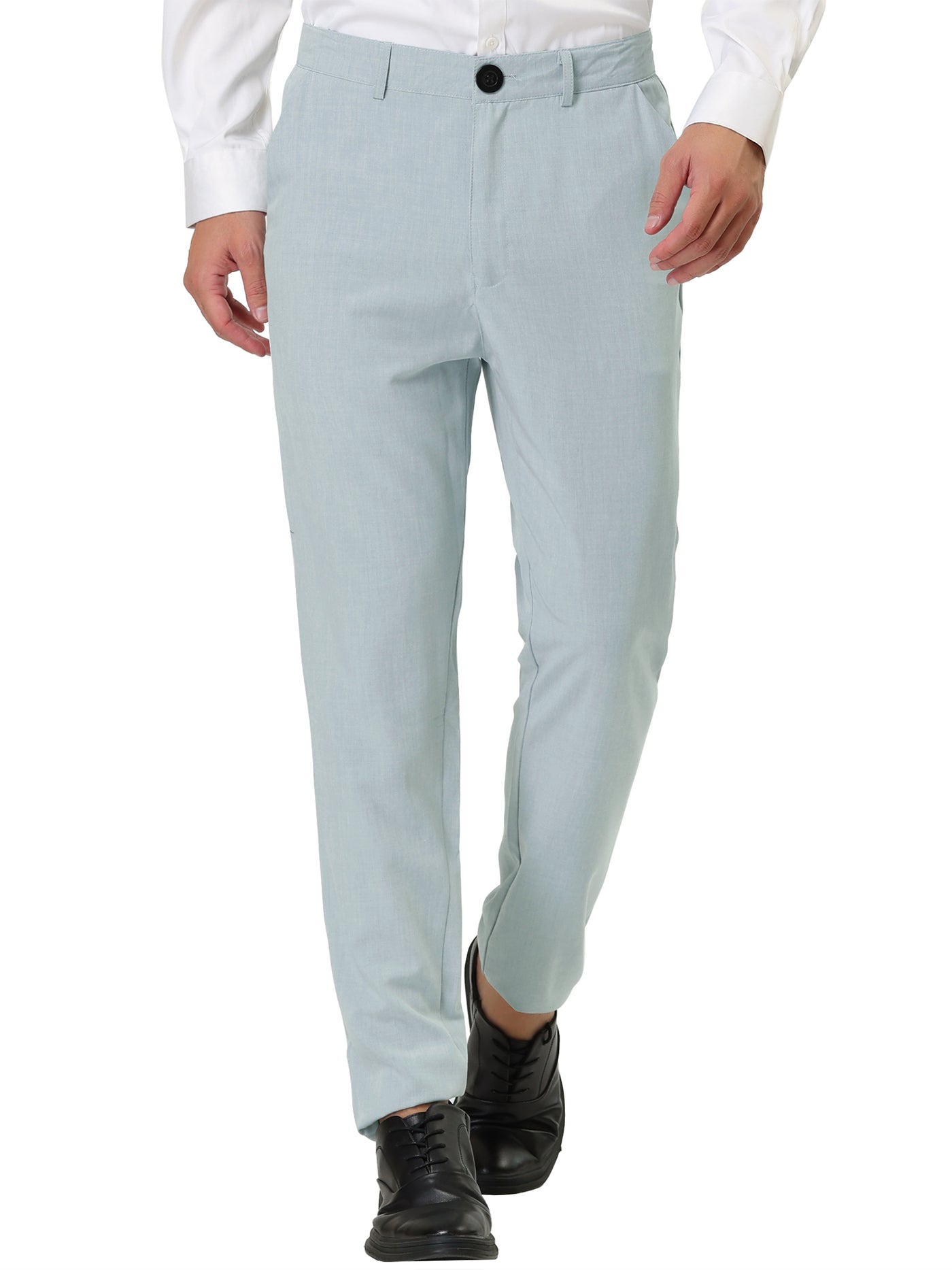 Bublédon Business Chino Solid Color Flat Front Dress Pants