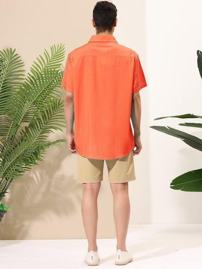 Geometric Patchwork Short Sleeve Button Beach Shirt