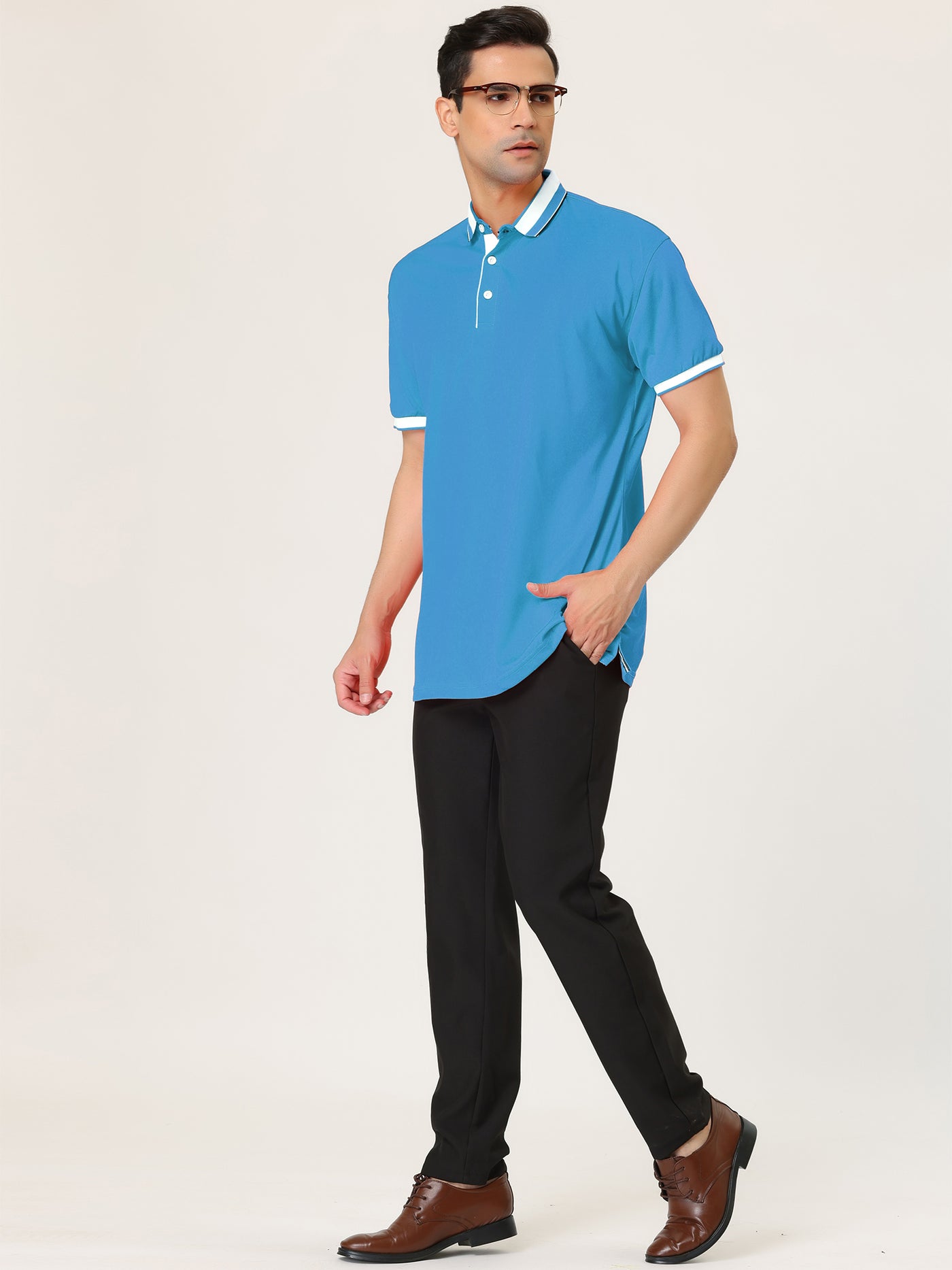Bublédon Classic Solid Color Short Sleeve Golf Polo T-Shirt