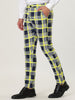 Plaid Color Block Flat Front Business Dress Pants